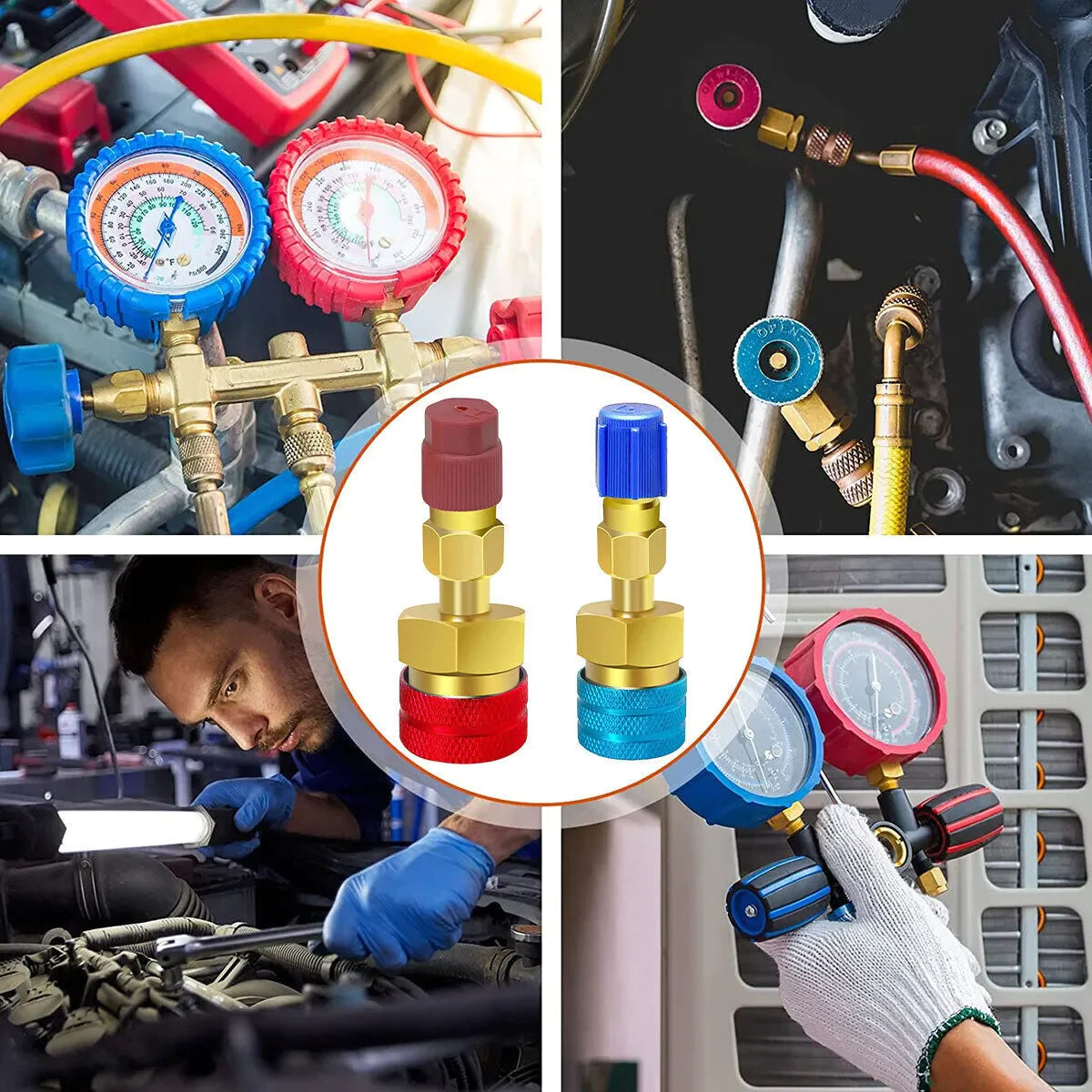 Quick Coupler Adapter Fits Car R1234YF to R134A  A/C High Low Side Conversion Kit