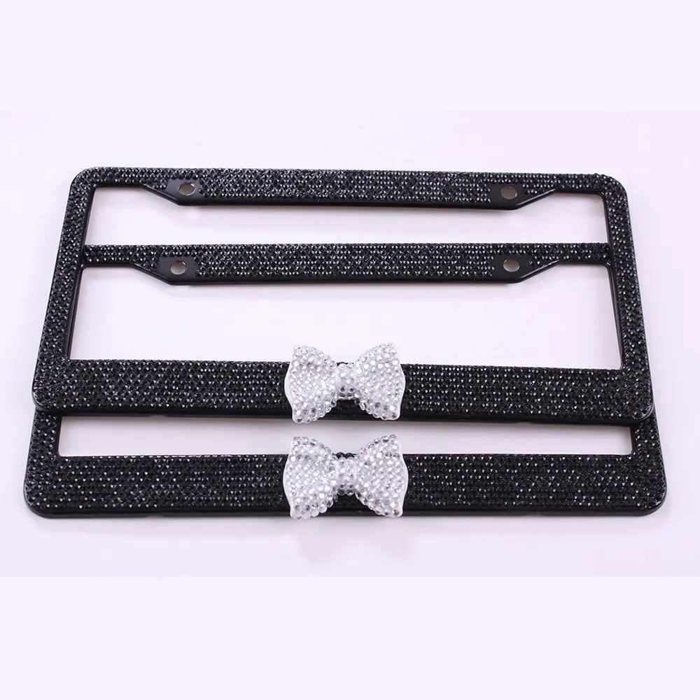 Rhinestone Bow Car License Plate Frame with Acrylic
