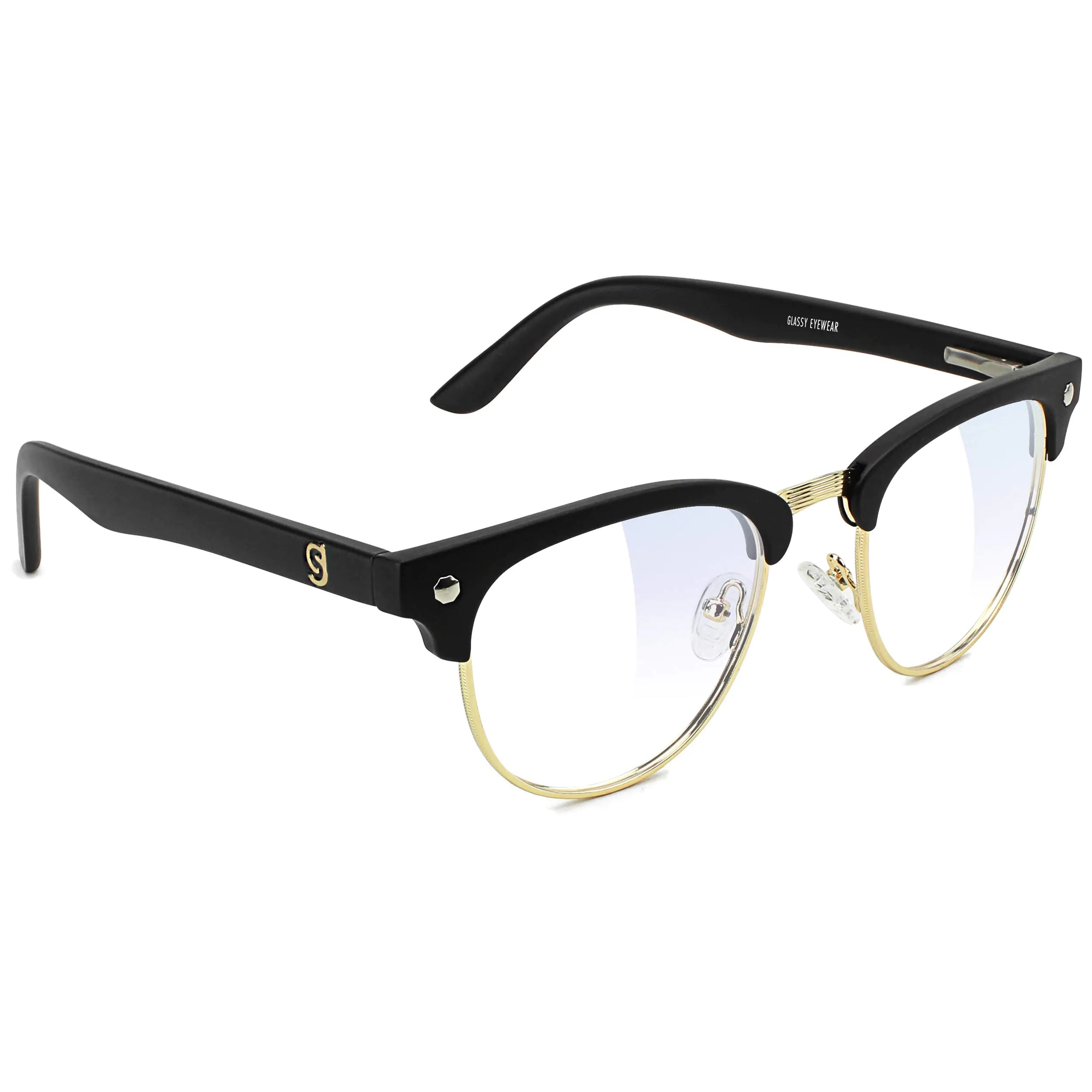 Glassy Morrison Premium Blue Light Blocking Glasses For Kids Anti Eyestrain and Fatigue Glasses for Computer and Gaming Black/Gold frame