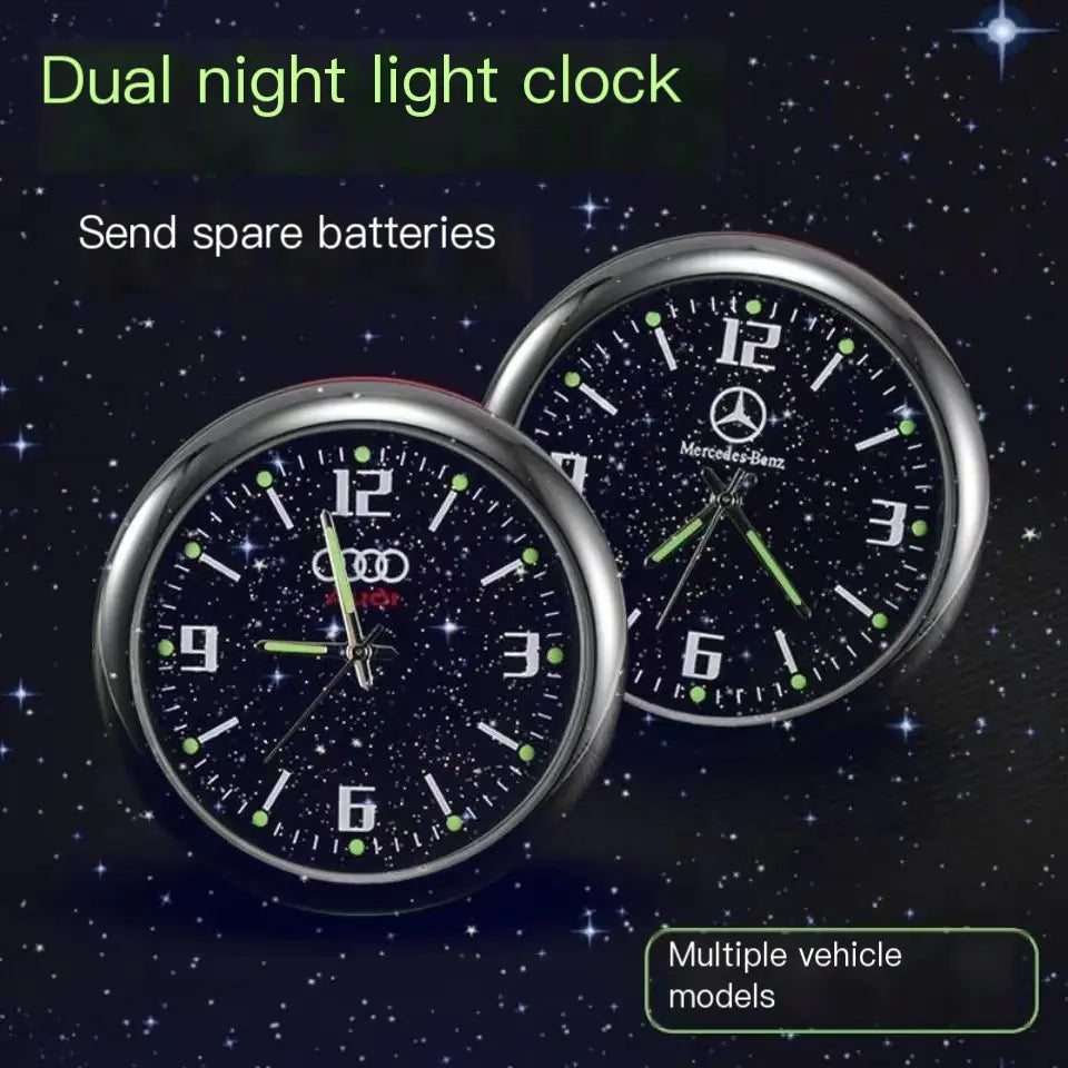 Car Dashboard Starry Night Clock - Quartz Timepiece