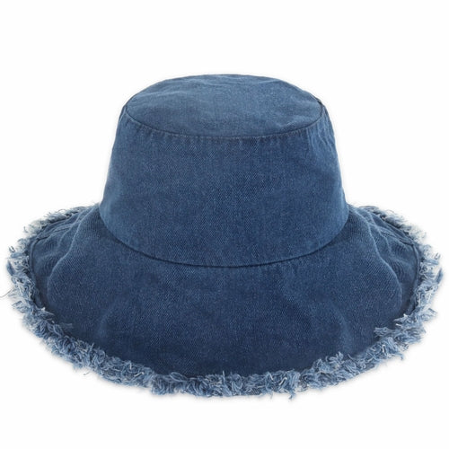 Bucket Hat,Wide Brim Frayed