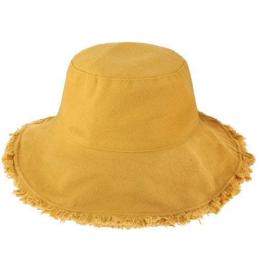 Bucket Hat,Wide Brim Frayed
