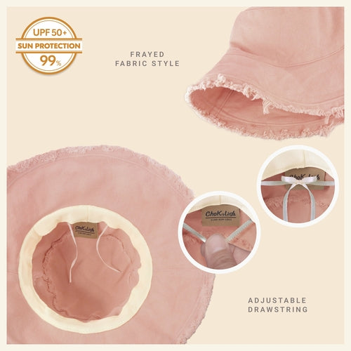 Bucket Hat,Wide Brim Frayed