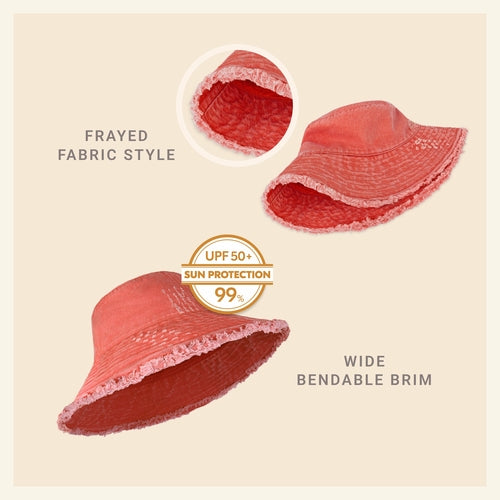 Bucket Hat,Wide Brim Frayed