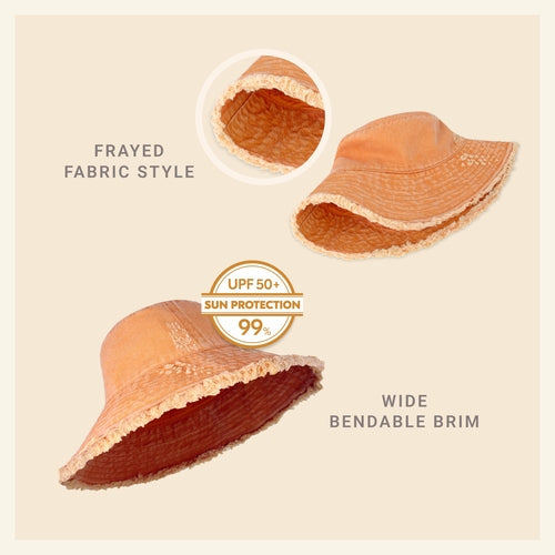 Bucket Hat,Wide Brim Frayed