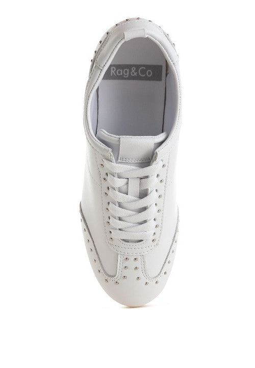 Odaya Studded Real Soft Leather Sneakers