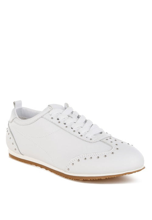 Odaya Studded Real Soft Leather Sneakers