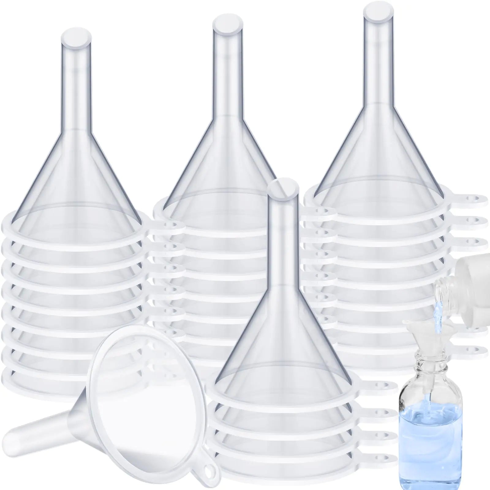 100 Pcs 2.16 Small Funnel for Filling Small Bottles Clear Plastic Mini Funnels Tiny Funnels Plastic Funnel for Lab Bottles Essential Oils Sand Art Bottles Skin Products Perfumes Spices(1.22 )