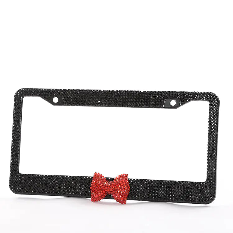Rhinestone Bow Car License Plate Frame with Acrylic