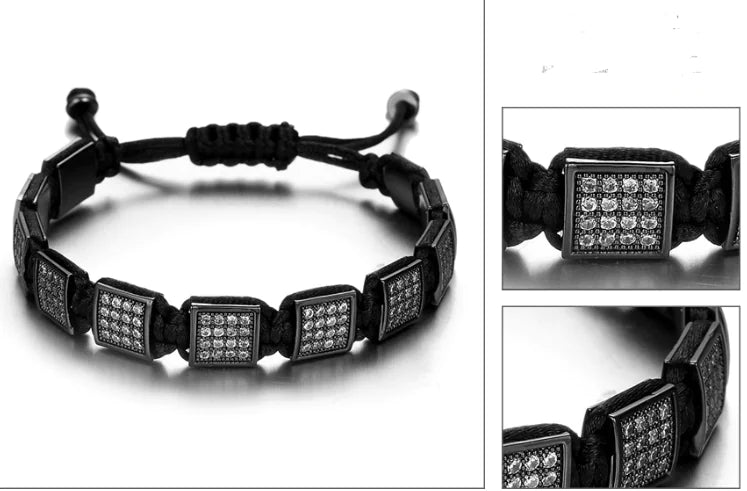 Adjustable Handmade Square Beaded Bracelet for Couples