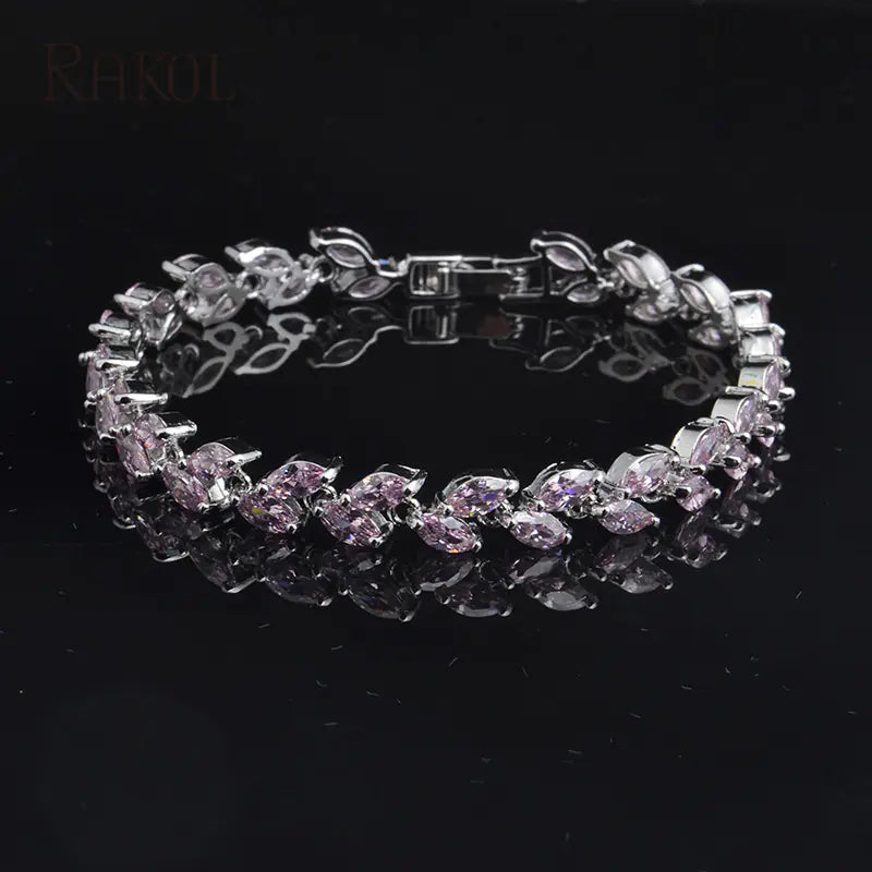 Minimalist Willow Leaf Bracelet with AAA Zircon Stones