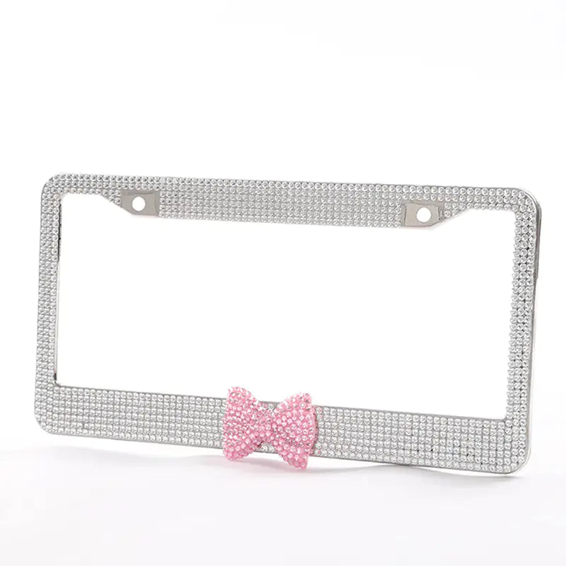 Rhinestone Bow Car License Plate Frame with Acrylic