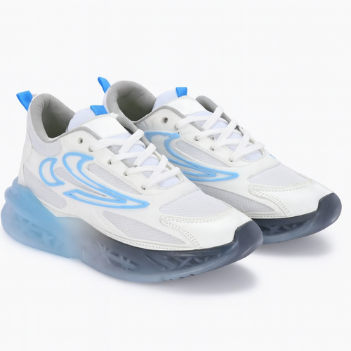 UK -9-Men's White & Blue Athletic Sneakers – Lightweight, Gradient