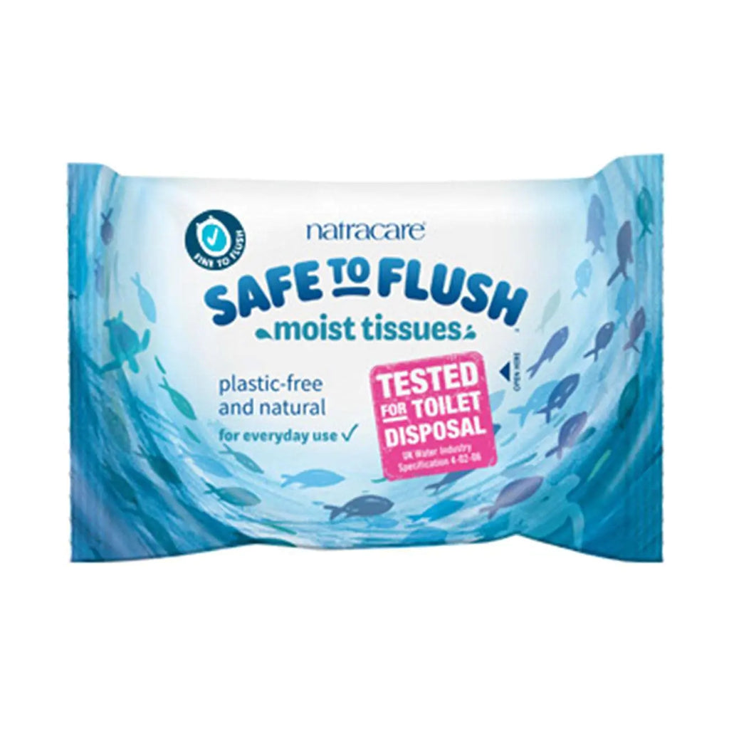 Natracare Safe to Flush Moist Tissues Made of 100% paper and an Organic and Natural formula with Aloe Vera and Witch Hazel (1 Pack 30 wipes total)