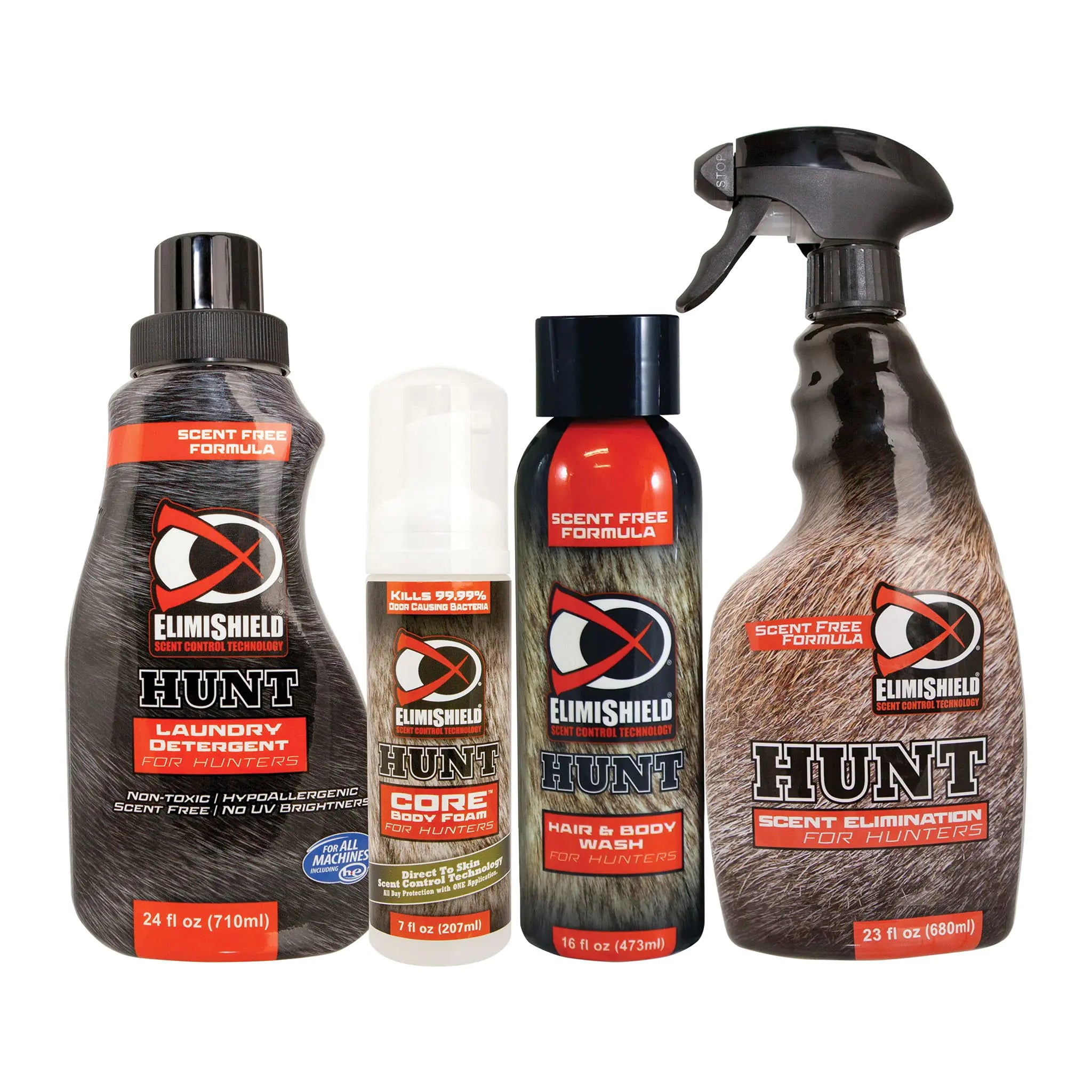 Bryson Industries Elimishield Starter Kit: Scent Control for Hunting (Laundry Detergent Body Foam Sanitizer Hair and Body Wash and Spray)BELM0428