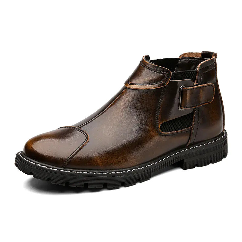 Trendy Retro Leather Tooling Boots for Men