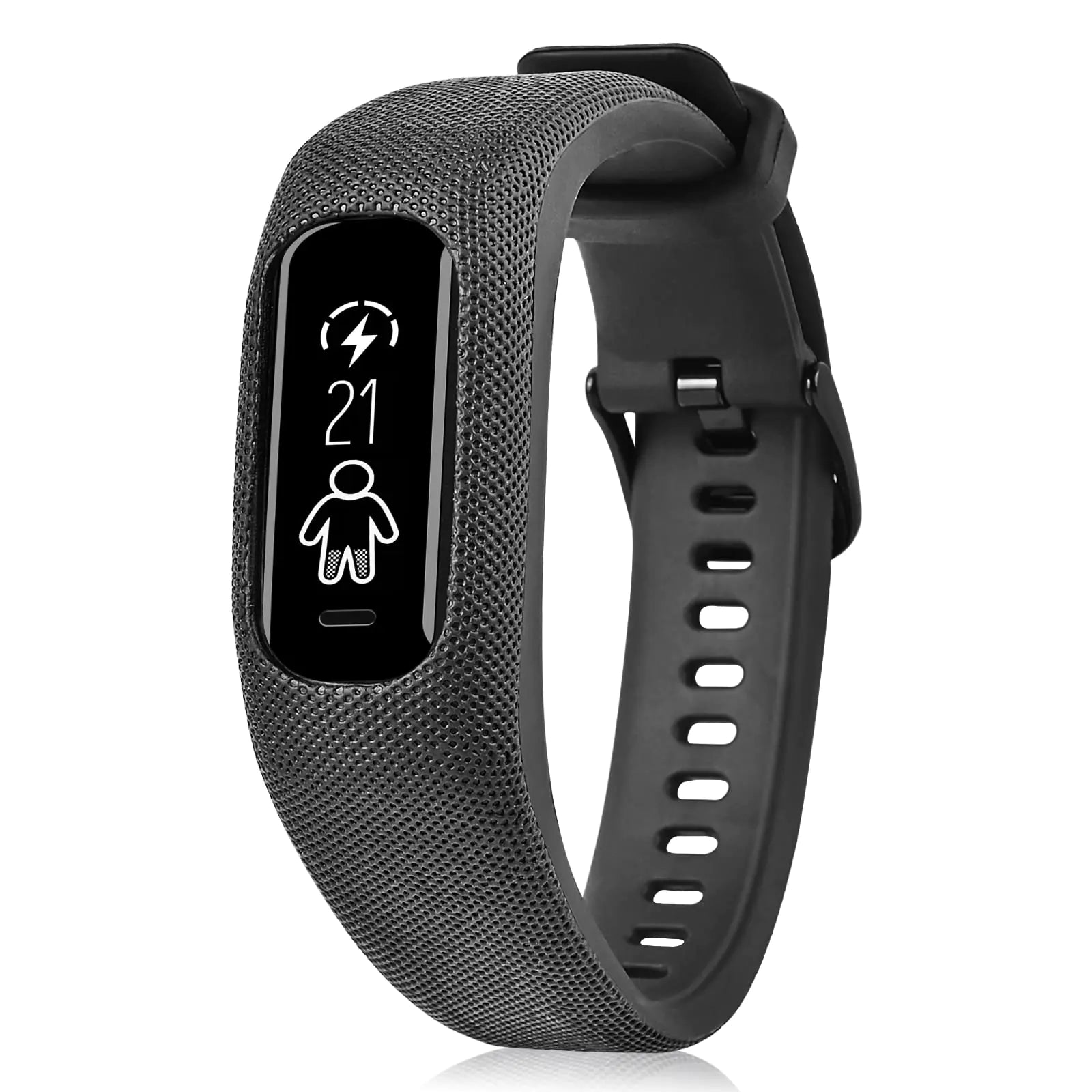 Wristband Compatible with Garmin vivosmart 3/vivosport Activity and Fitness Tracker (Black) Medium