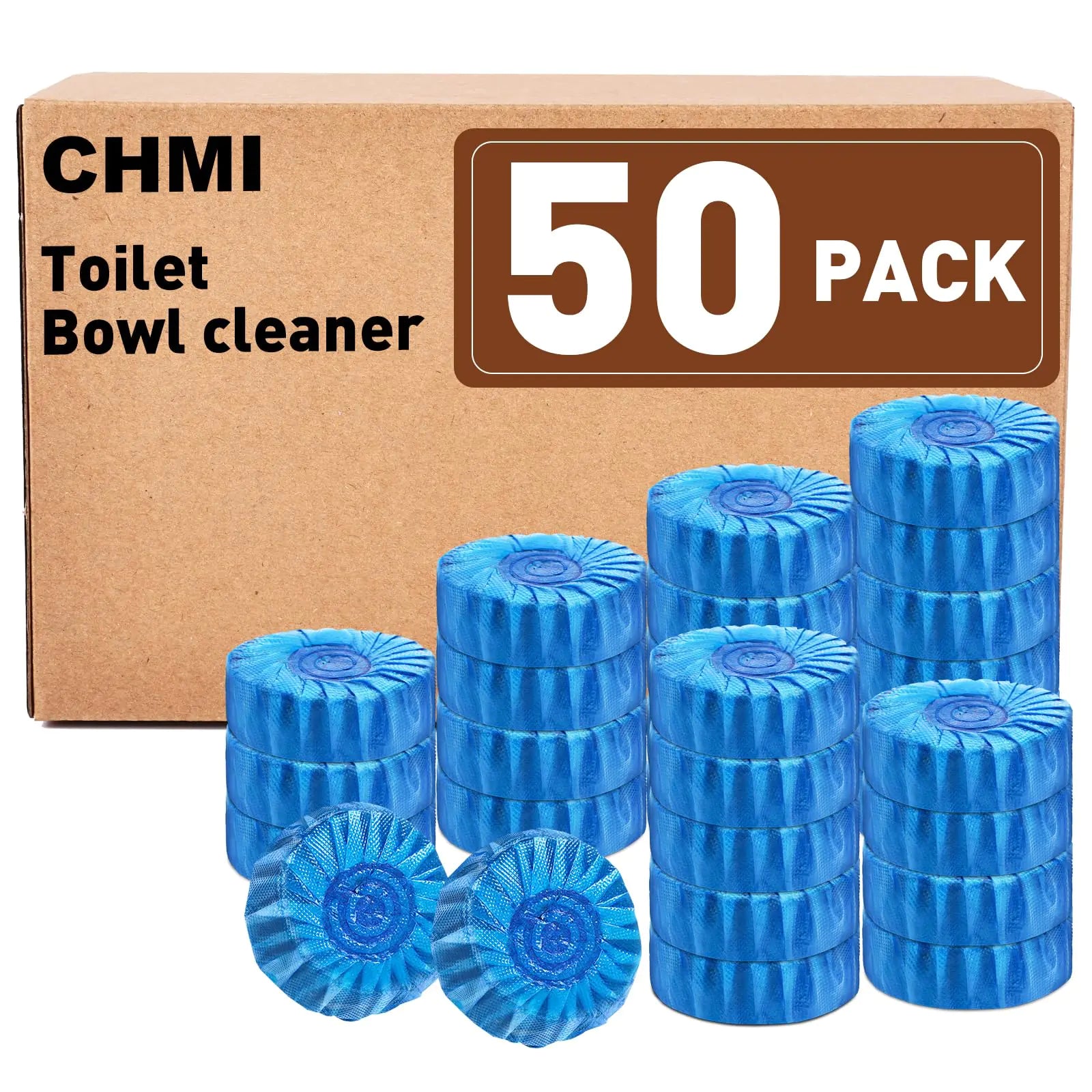50 Pack Toilet Bowl Cleaner Tablets Long-lasting Bathroom Toilet Tank Cleaner.(Blue)