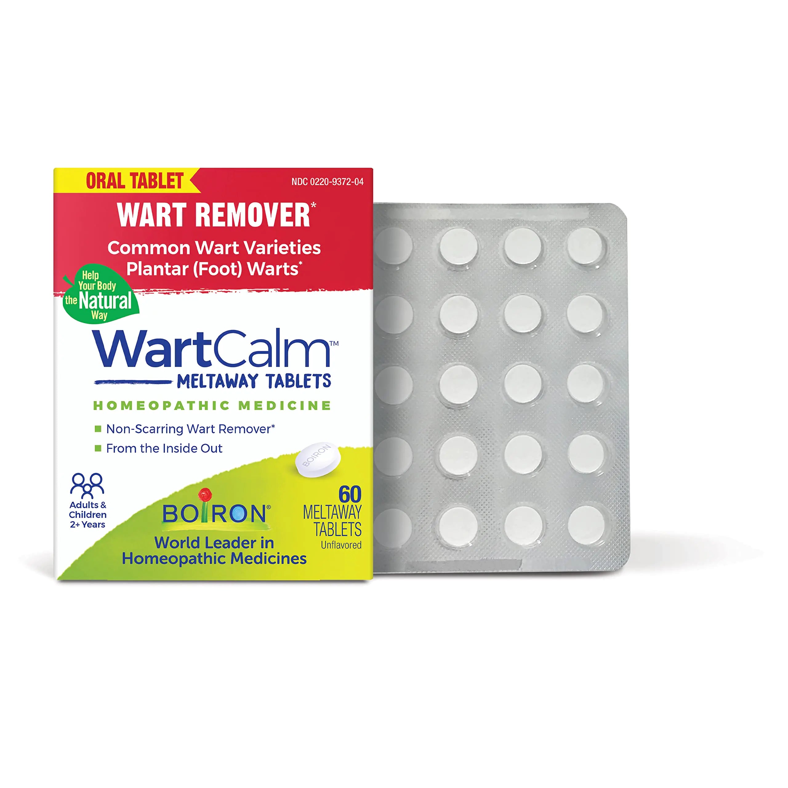 Boiron WartCalm for Painless Wart Removal on Hands Knees Plantar (Feet) and Other Bodily Warts for Adults & Children Ages 2+ - 60 Count Tablets