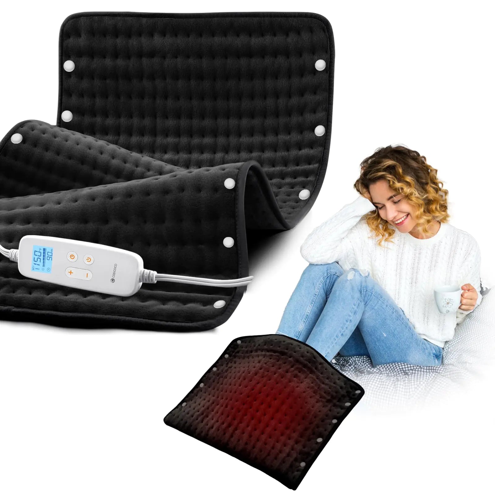 Large Heating Pad for Back Pain Relief FSA HSA Eligible Foot Warmer with 10ft Cord Electric Heating Pad for Feet Period Cramps Machine Washable 17"x33" Valentines Day Gifts for Women Men