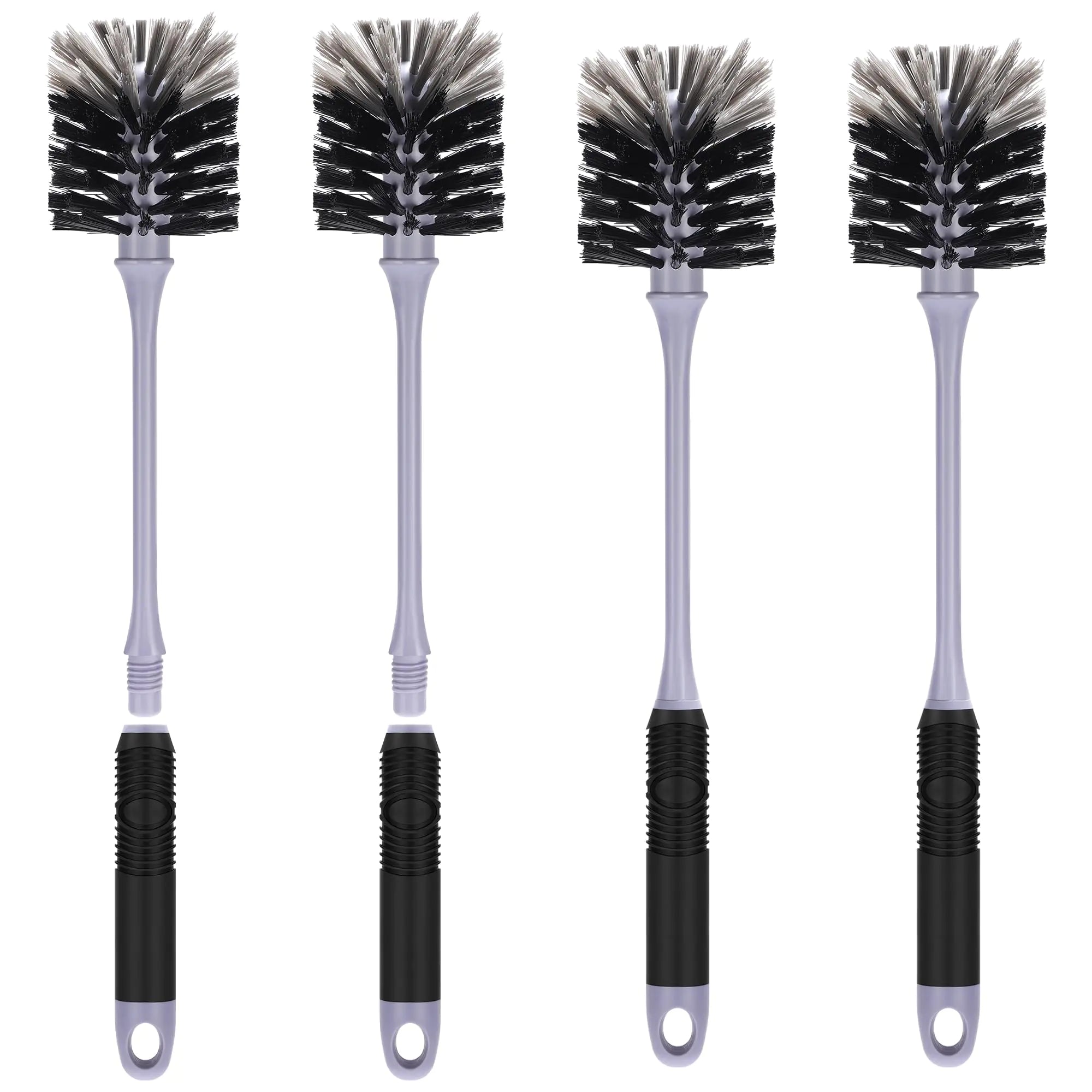 YeuDeuy Bottle Brush with Dual Function Bristles Long Handle for Water Bottles Glassware Mugs Thermoses Baby Bottles Black 4Pcs
