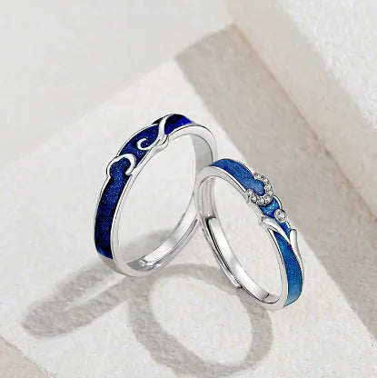 Original Starry Sky Sterling Silver Couple Ring