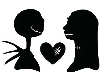 Legacy Innovations Jack and Sally Heart Black Decal Vinyl Sticker|Cars Trucks Vans Walls Laptop| Black |5.5 x 3.5 in|LLI694