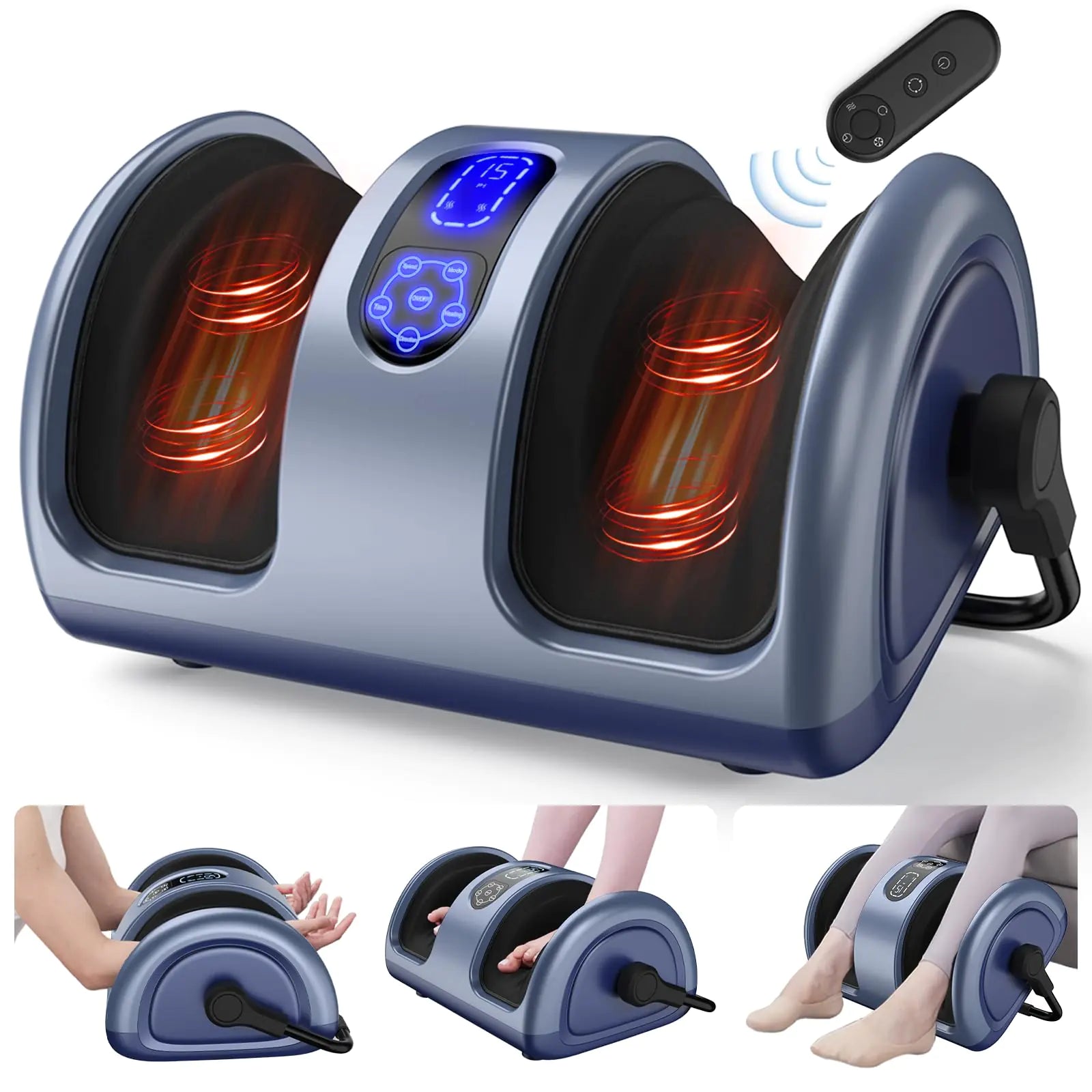 Shiatsu Foot Massager with Heat Foot Massager Machine for Neuropathy Plantar Fasciitis and Pain Relief Massage Foot Calf Arms Open Design for Breathable & Clean Fits Men Feet Size 14