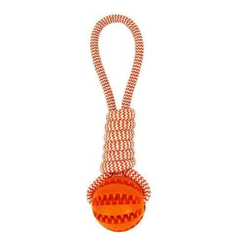 Pet Durable Rubber Ball Chew Toy with Cotton Rope