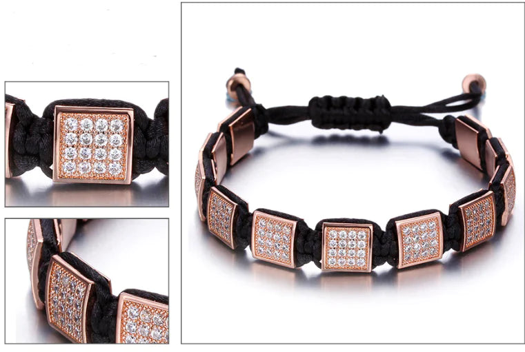 Adjustable Handmade Square Beaded Bracelet for Couples