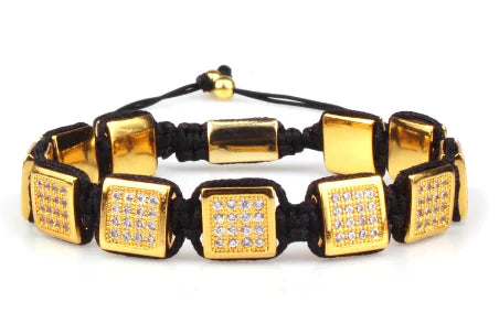 Adjustable Handmade Square Beaded Bracelet for Couples