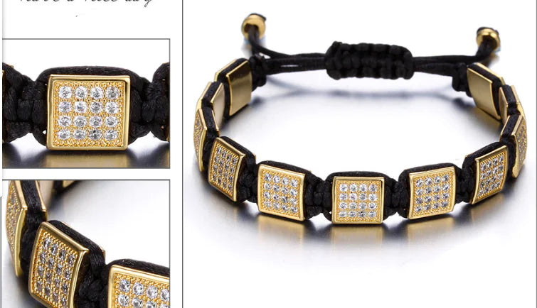 Adjustable Handmade Square Beaded Bracelet for Couples