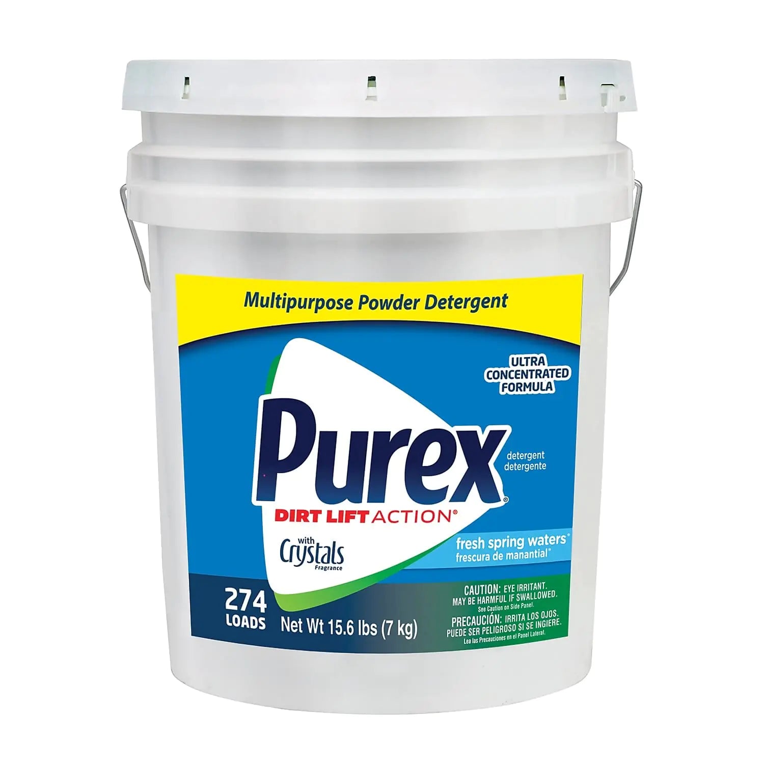 Dial 1729436 Professional Purex Fresh Spring Waters Multipurpose Powder Detergent 15.6lbs Pail 274 Load  White
