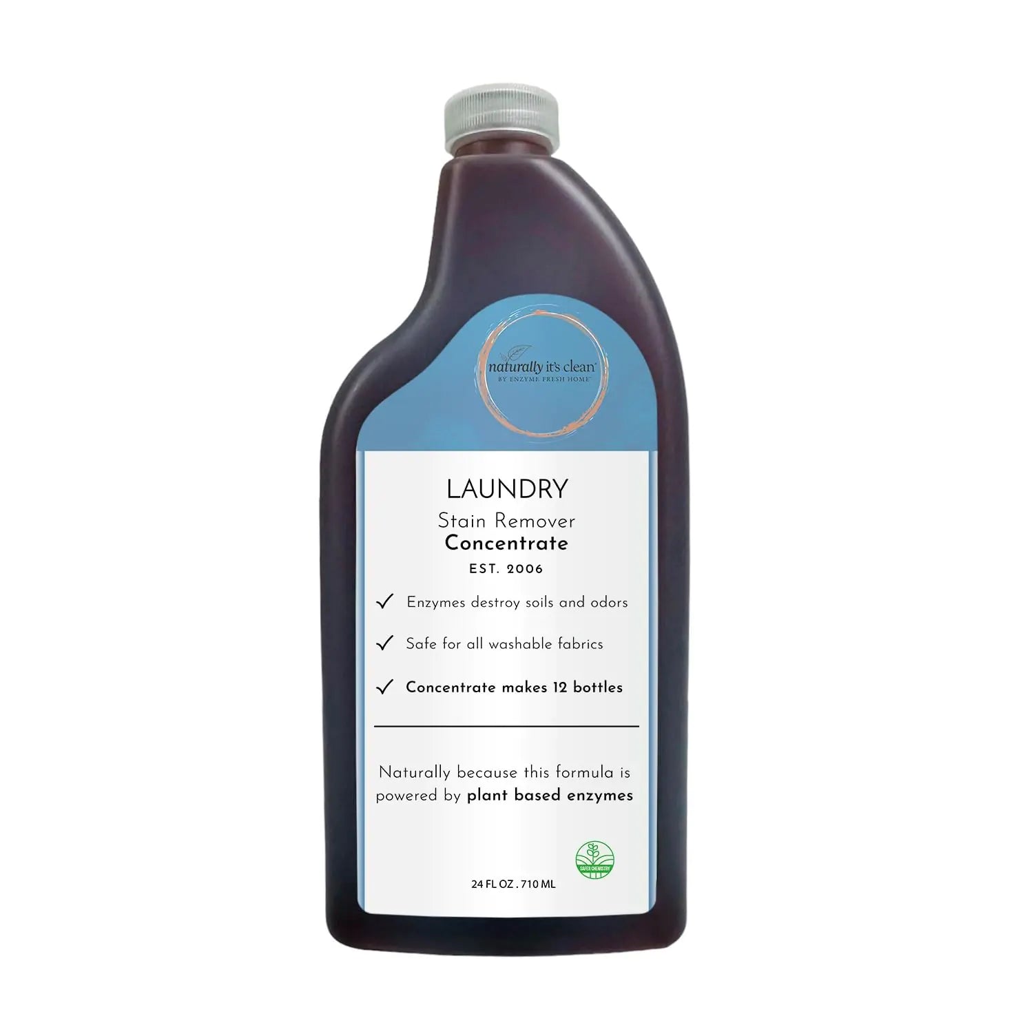 Naturally Its Clean Refill Enzymatic Laundry Stain Remover and Odor Eliminator| Fabric Safe Stain Sprayer Refill Removes Coffee Grease Wine Stubborn Stains and Odor | 24oz Concentrate