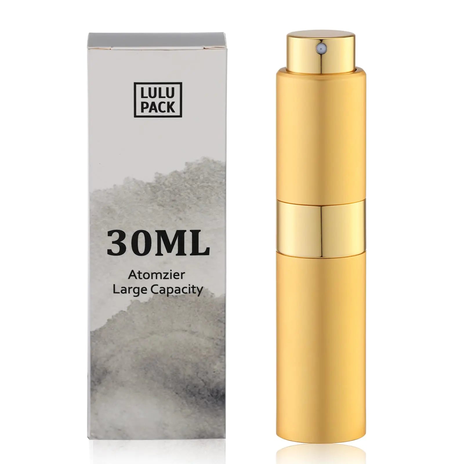 Lulupack Perfume Atomizer Refillable Travel Bottle: Cologne Portable Sprayer for Men - Mini Spray Empty for Refill - 1oz Large Size Gold