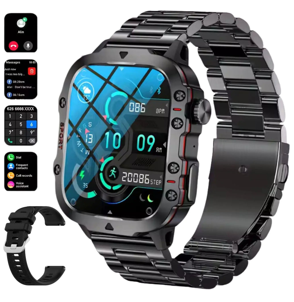 Smart Watches for Men Fitness Watch Android Smart Watch Running Watch Heart Rate Monitor Watch 100+ Sports Modes Fitness Tracker Smartwatch for Men with IP68 1.96" HD 420 mAh 2 Straps