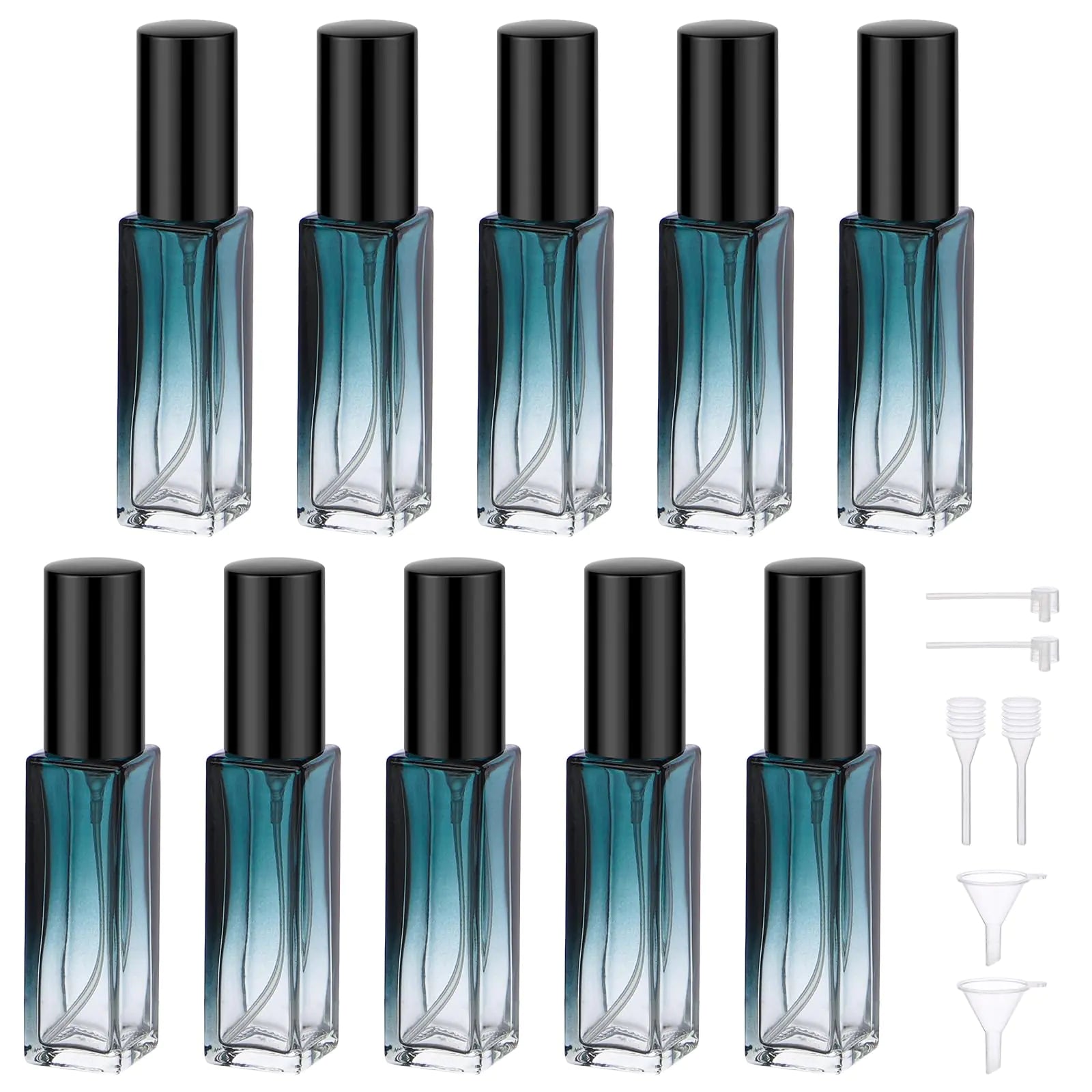 Perfume Bottles Empty 10 Pack of 10ML Travel Perfume Bottle Refillable Glass Spray Bottle Set Cologne Dispenser Toiletries Press Pump Bottles Cosmetic Sample Sprayer Perfume Making Kit