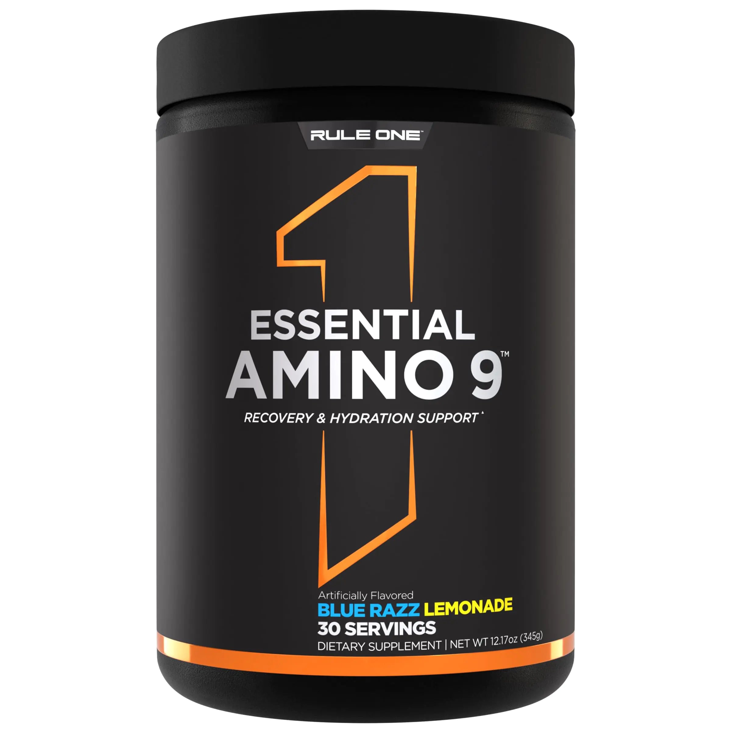 Rule 1 Essential Amino 9 – Recovery & Hydration Support with 7.5g of Essential Amino Acids + Electrolytes (30 Servings Blue Razz Lemonade)