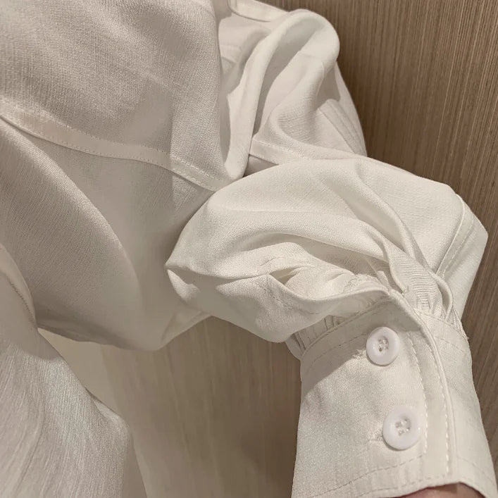 Women's Spring White Shirt and Wide-Leg Shorts Set