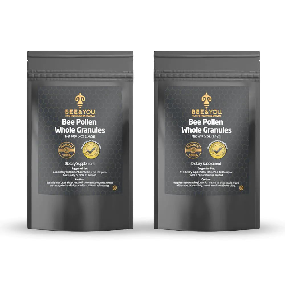 Bee and You - 100% Natural & Raw Bee Pollen Granules Bee Pollen Supplement Natural Superfood Amino Acids Antioxidants Enzymes Vitamin B Paleo Keto Gluten Free Adults | 5 Oz Pack of 2