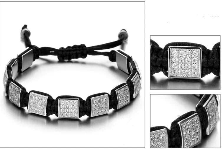 Adjustable Handmade Square Beaded Bracelet for Couples