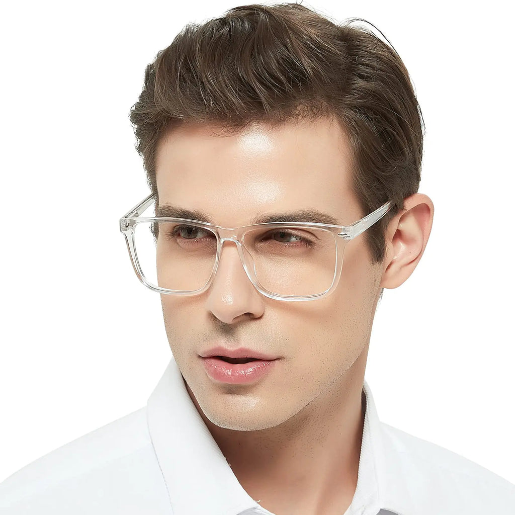 MARE AZZURO Oversized Bifocal Reading Glasses Men Blue Light Blocking Computer Readers 1.00 1.25 1.50 1.75 2.00 2.25 2.50 2.75 3.00 3.50 (Transparent 2.0)