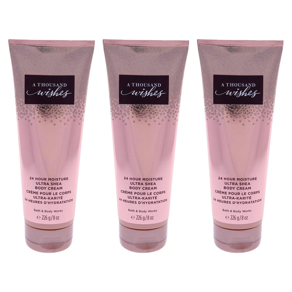 A Thousand Wishes Ultra Shea Body Cream by Bath and Body Works for Women - 8 oz Body Cream - Pack of 3