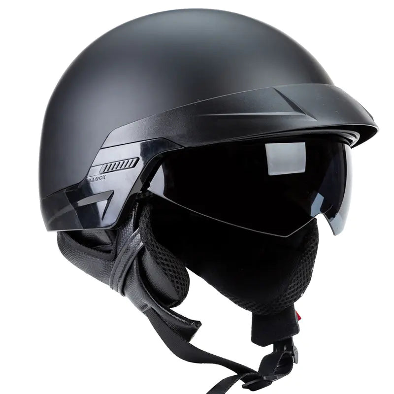 Retro Harley Motorcycle Helmet with Built-in Visor
